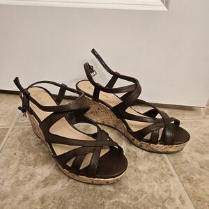 Kelly & Katie Dark Brown Wedge Sandals